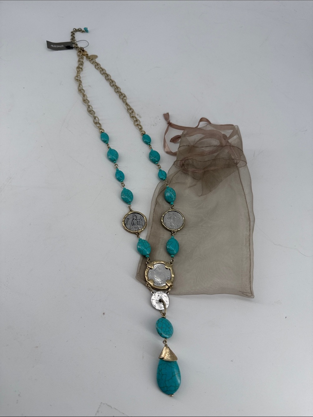 Chico's Isabella Turquoise Coin Necklace